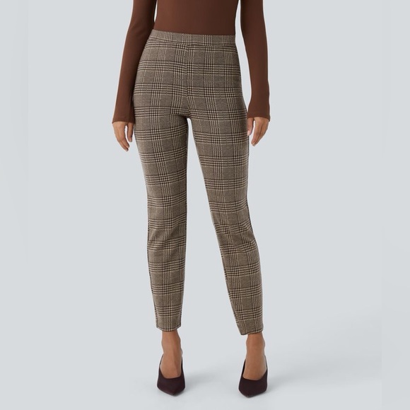 Halara Flex™ High Waisted Pocket Houndstooth Plaid Skinny Work Pants - Picture 3 of 8